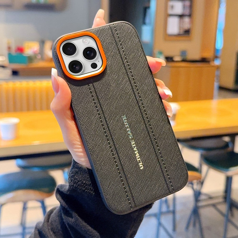 Til iPhone 15 Pro Max cover Lædertekstur PC + TPU Skridsikkert Beskyttende Telefoncover