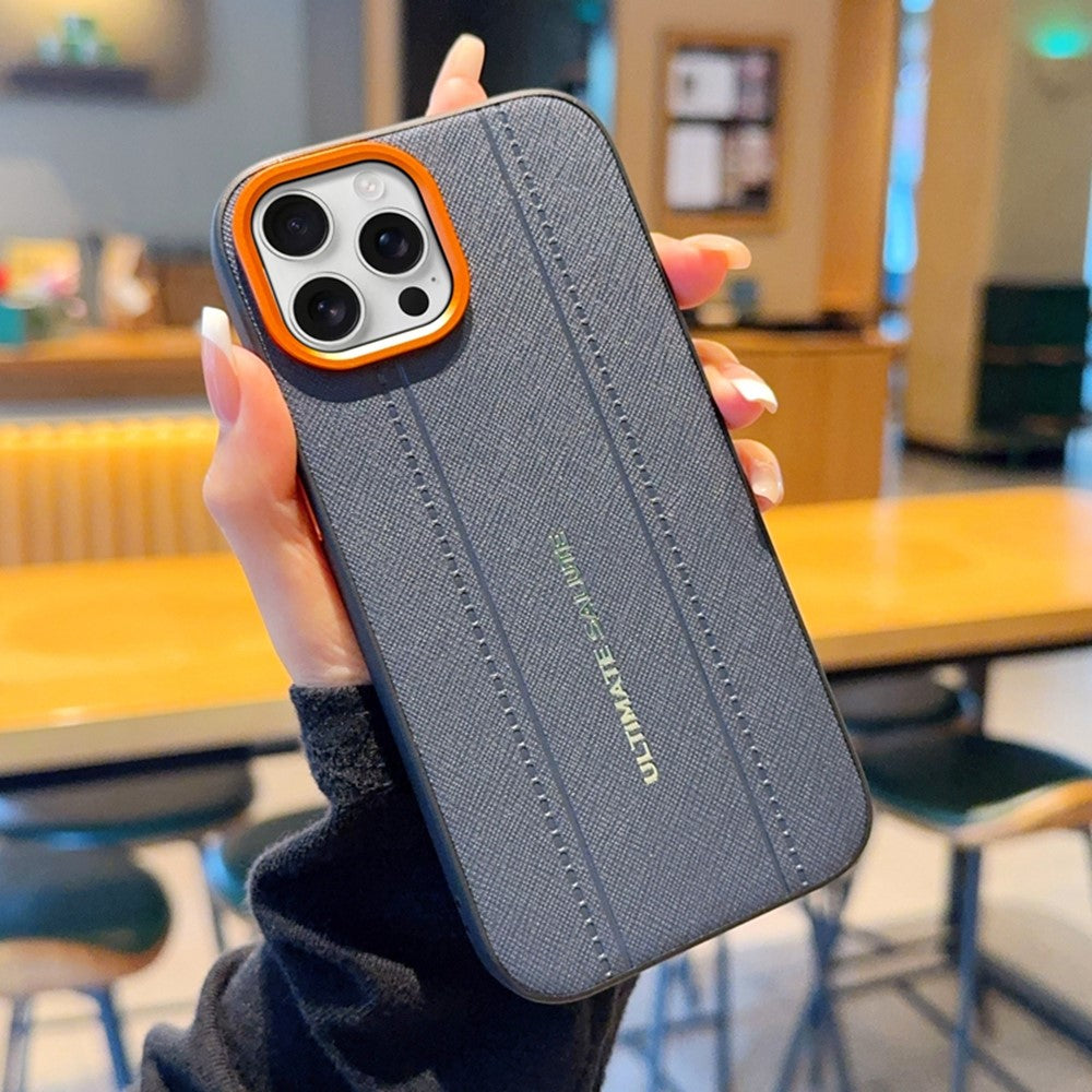 Til iPhone 15 Pro Max cover Lædertekstur PC + TPU Skridsikkert Beskyttende Telefoncover