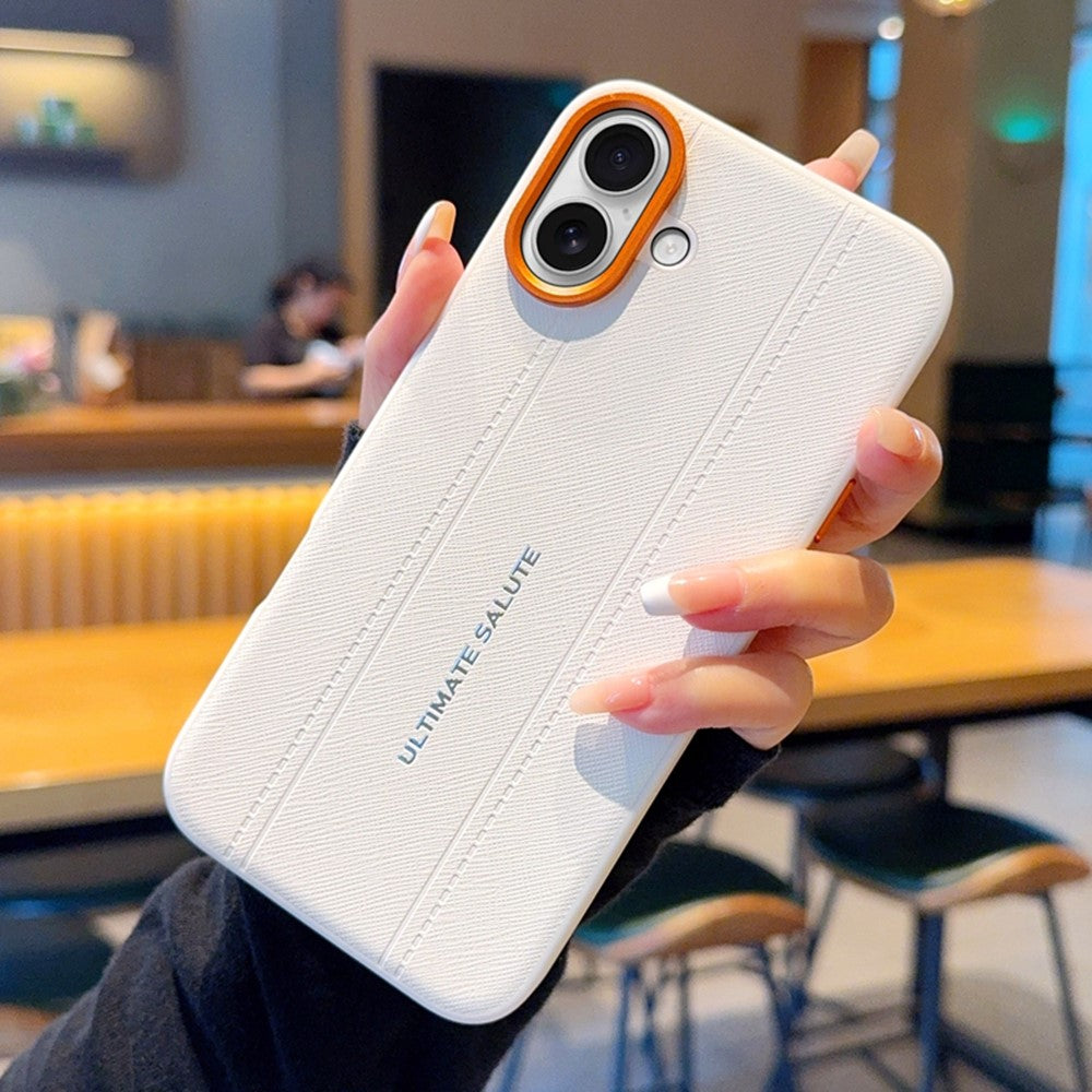 Til iPhone 16 Plus Cover Læderstruktur PC + TPU Skridsikkert Beskyttelsescover