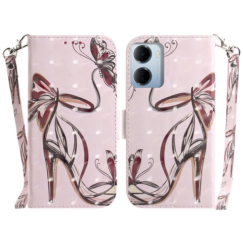 For Xiaomi Redmi 15a 5G  /  R70 5G  /  R70m 5G Case Pattern Printing Leather Wallet Phone Cover with Wrist Strap