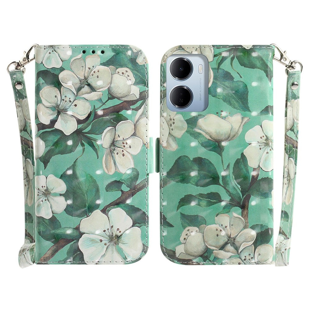 For Xiaomi Redmi 15a 5G  /  R70 5G  /  R70m 5G Case Pattern Printing Leather Wallet Phone Cover with Wrist Strap