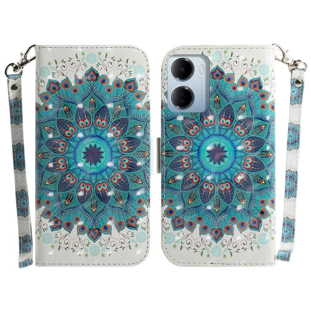 For Xiaomi Redmi 15a 5G  /  R70 5G  /  R70m 5G Case Pattern Printing Leather Wallet Phone Cover with Wrist Strap