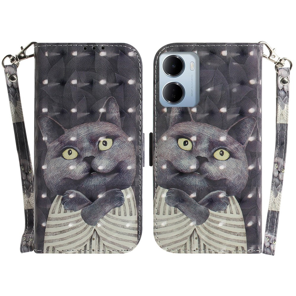 For Xiaomi Redmi 15a 5G  /  R70 5G  /  R70m 5G Case Pattern Printing Leather Wallet Phone Cover with Wrist Strap