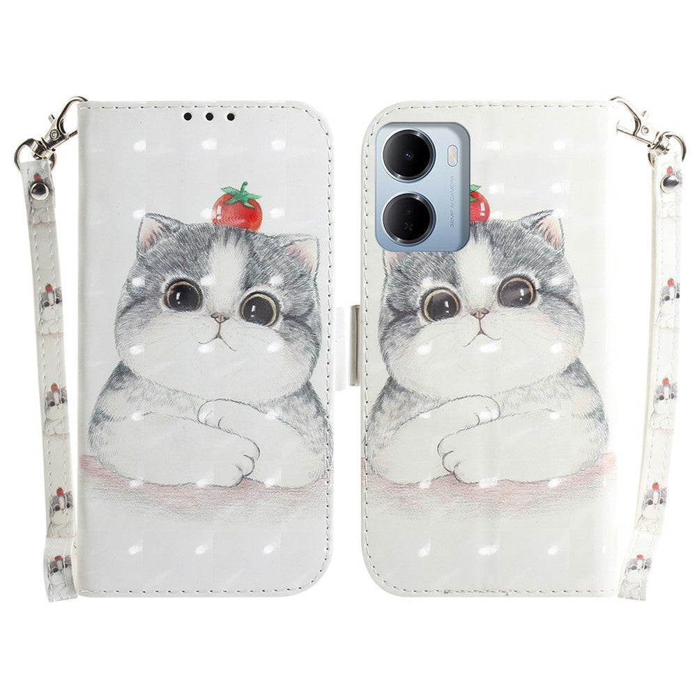 For Xiaomi Redmi 15a 5G  /  R70 5G  /  R70m 5G Case Pattern Printing Leather Wallet Phone Cover with Wrist Strap