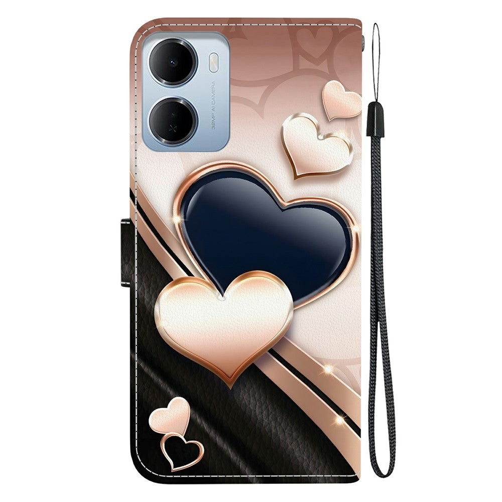 Leather Case for Xiaomi Redmi 15a 5G  /  R70 5G  /  R70m 5G Stand Wallet Pattern Printing Phone Cover with Wrist Strap