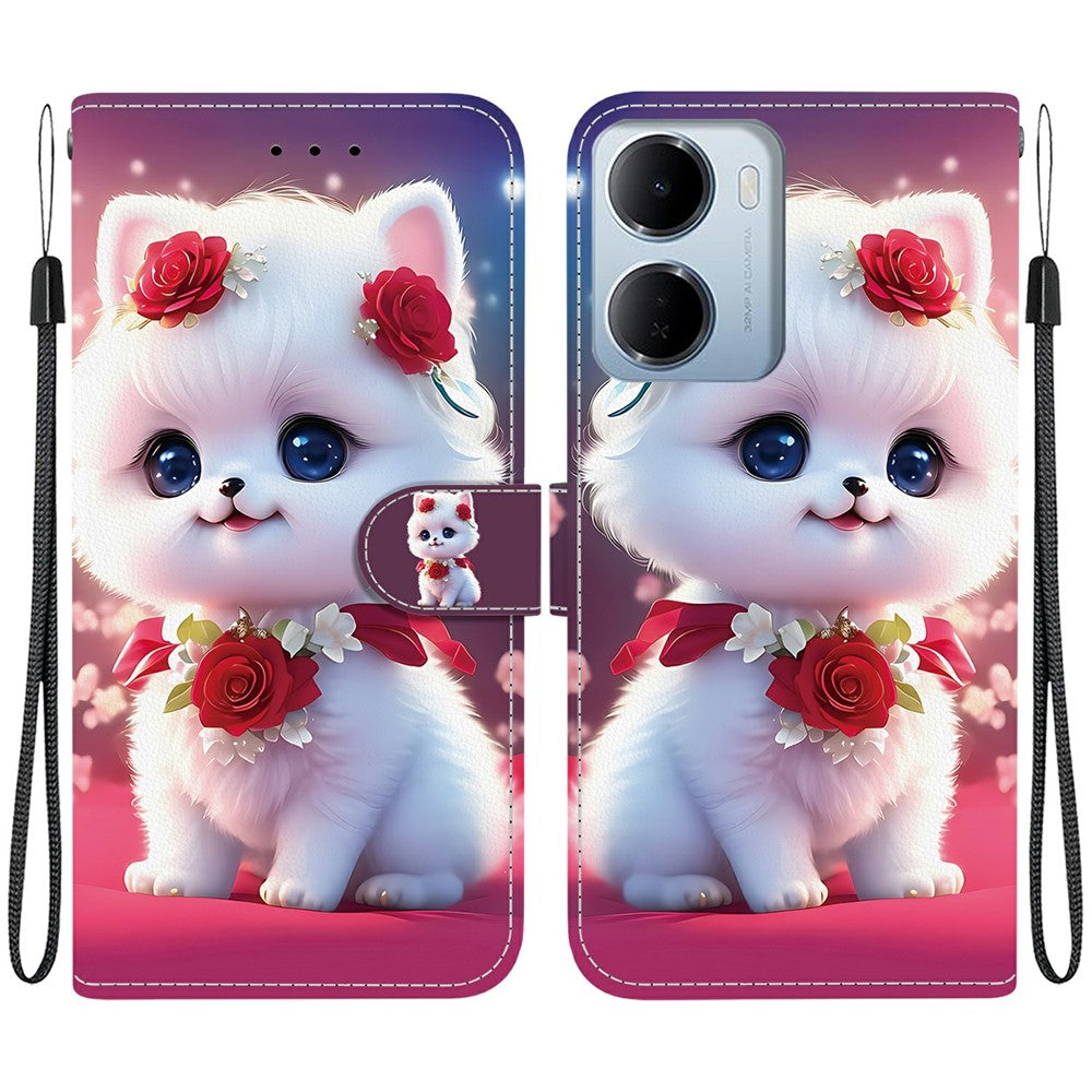 Leather Case for Xiaomi Redmi 15a 5G  /  R70 5G  /  R70m 5G Stand Wallet Pattern Printing Phone Cover with Wrist Strap