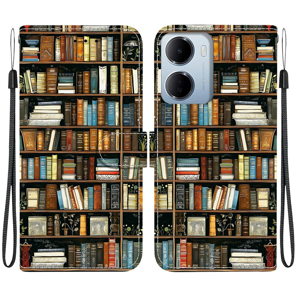 Leather Case for Xiaomi Redmi 15a 5G  /  R70 5G  /  R70m 5G Stand Wallet Pattern Printing Phone Cover with Wrist Strap