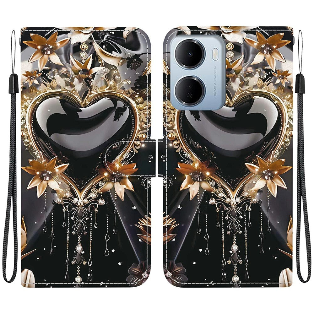Wallet Case for Xiaomi Redmi 15a 5G  /  R70 5G  /  R70m 5G Pattern Printing Leather Stand Phone Cover with Strap