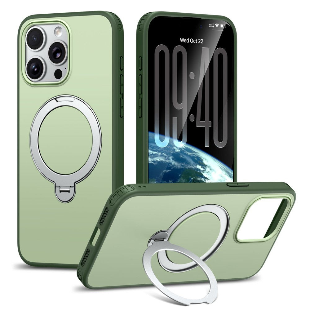 Til iPhone 14 Pro Max Magnetisk Cover Ringholder Støtteben PC + TPU Dobbeltlags Beskyttende Telefoncover