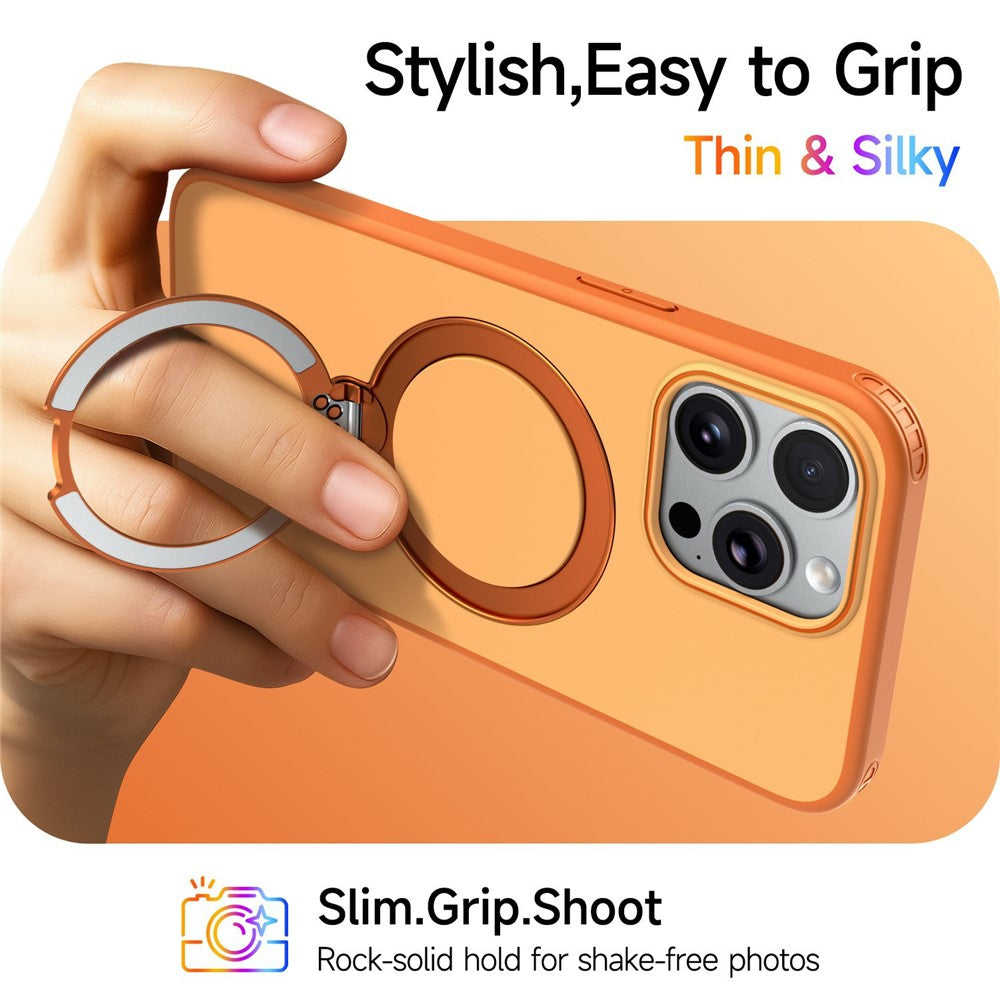 For iPhone 13 Pro Max Magnetic Case Ring Holder Kickstand PC + TPU Dual-Layer Protective Phone Cover