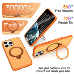 For iPhone 13 Pro Max Magnetic Case Ring Holder Kickstand PC + TPU Dual-Layer Protective Phone Cover