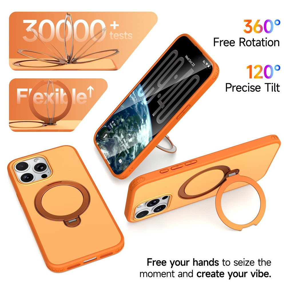 For iPhone 13 Pro Max Magnetic Case Ring Holder Kickstand PC + TPU Dual-Layer Protective Phone Cover