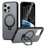 For iPhone 13 Pro Max Magnetic Case Ring Holder Kickstand PC + TPU Dual-Layer Protective Phone Cover