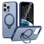 For iPhone 13 Pro Max Magnetic Case Ring Holder Kickstand PC + TPU Dual-Layer Protective Phone Cover