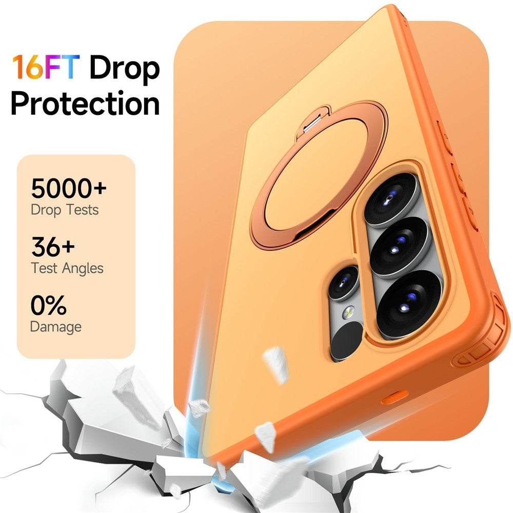 For Samsung Galaxy S24 Ultra Magnetic Case Ring Holder Kickstand PC + TPU Dual-Layer Protective Phone Cover