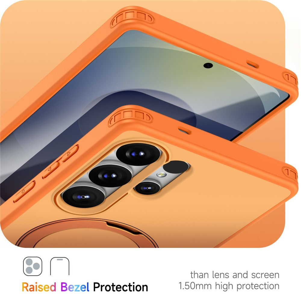 For Samsung Galaxy S24 Ultra Magnetic Case Ring Holder Kickstand PC + TPU Dual-Layer Protective Phone Cover
