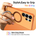 For Samsung Galaxy S24 Ultra Magnetic Case Ring Holder Kickstand PC + TPU Dual-Layer Protective Phone Cover