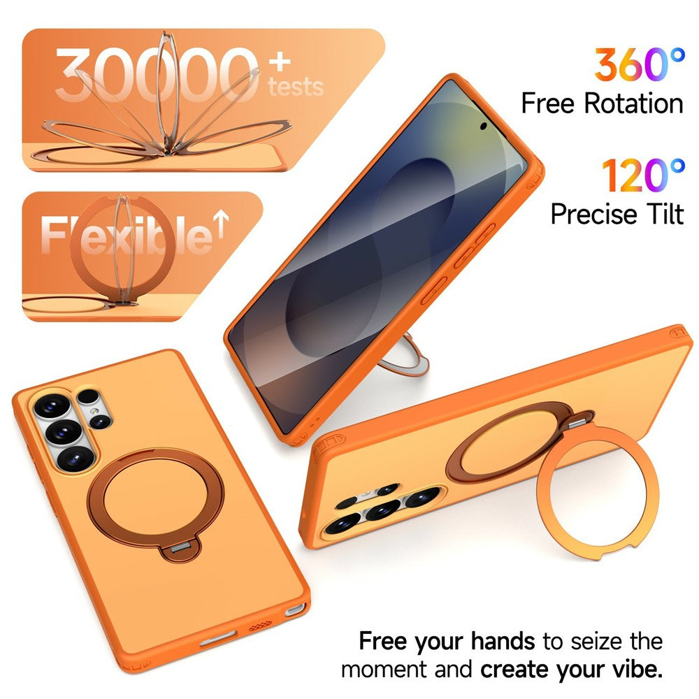 For Samsung Galaxy S24 Ultra Magnetic Case Ring Holder Kickstand PC + TPU Dual-Layer Protective Phone Cover