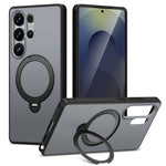 For Samsung Galaxy S24 Ultra Magnetic Case Ring Holder Kickstand PC + TPU Dual-Layer Protective Phone Cover