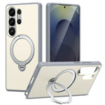 For Samsung Galaxy S24 Ultra Magnetic Case Ring Holder Kickstand PC + TPU Dual-Layer Protective Phone Cover