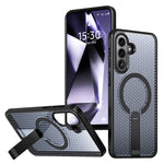 For Samsung Galaxy A37 5G Magnetic Case Kickstand Grid Texture TPU PC Phone Back Cover