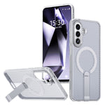 For Samsung Galaxy A37 5G Magnetic Case Kickstand Grid Texture TPU PC Phone Back Cover