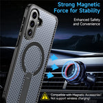 Til Samsung Galaxy A57 5G Magnetisk cover med støttefod, gittertekstur, TPU PC telefonbagcover