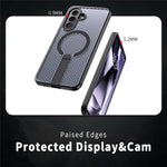 Til Samsung Galaxy A57 5G Magnetisk cover med støttefod, gittertekstur, TPU PC telefonbagcover