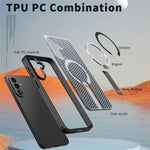 Til Samsung Galaxy A57 5G Magnetisk cover med støttefod, gittertekstur, TPU PC telefonbagcover