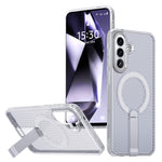 Til Samsung Galaxy A57 5G Magnetisk cover med støttefod, gittertekstur, TPU PC telefonbagcover