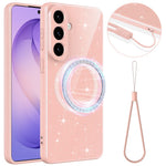 For Samsung Galaxy A27 5G Magnetic Case Glitter TPU Shockproof Phone Cover with Lanyard