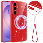 For Samsung Galaxy A27 5G Magnetic Case Glitter TPU Shockproof Phone Cover with Lanyard