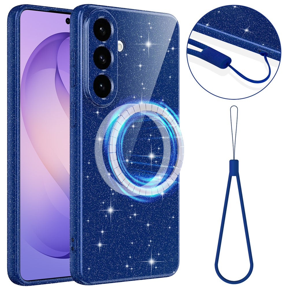 For Samsung Galaxy A27 5G Magnetic Case Glitter TPU Shockproof Phone Cover with Lanyard