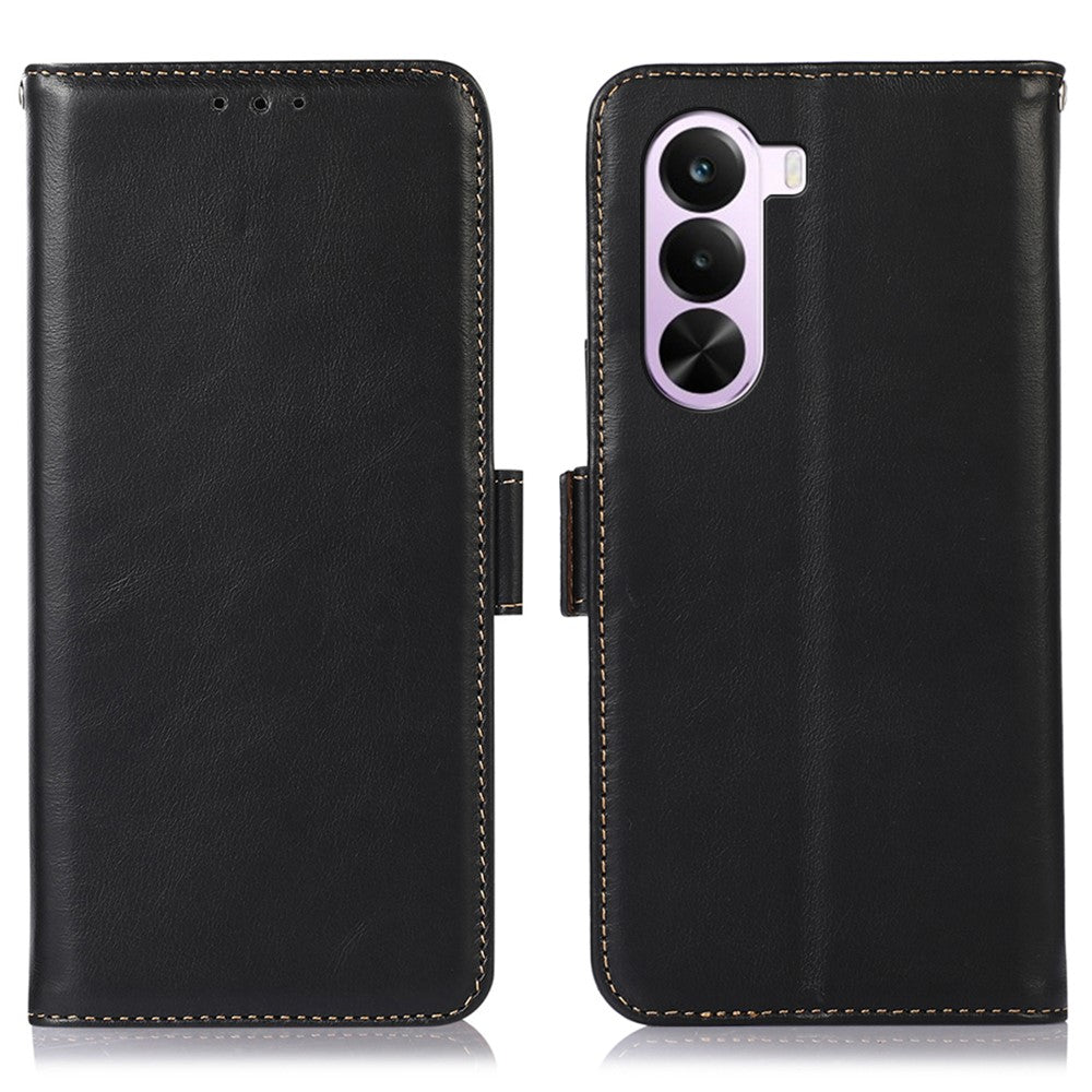 For OnePlus Nord CE6 Lite 5G  /  Realme P4x 5G Case RFID Blocking Genuine Cow Leather Wallet Phone Cover