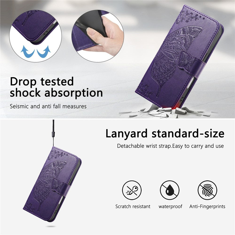 For Blackview Wave 7C Case with Strap Butterfly Pattern PU Leather Wallet Phone Cover
