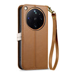For Oppo Find X9 Ultra 5G Stand Case Leaf Shape Magnetic Clasp Leather Phone Cover with Hand Strap