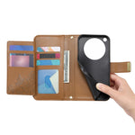 For Oppo Find X9 Ultra 5G Case Floral Leaf Pattern Multi Card Slots Zipper Leather Phone Cover with Wrist Strap