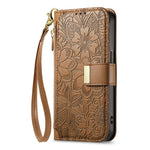 For Oppo Find X9 Ultra 5G Case Floral Leaf Pattern Multi Card Slots Zipper Leather Phone Cover with Wrist Strap