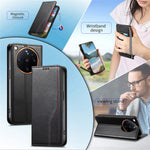 For Oppo Find X9 Ultra 5G Case Wallet Tri-Color Stitching Leather Phone Cover with Elastic Wristband