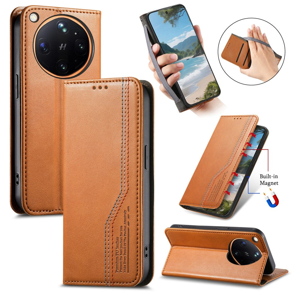 For Oppo Find X9 Ultra 5G Case Wallet Tri-Color Stitching Leather Phone Cover with Elastic Wristband