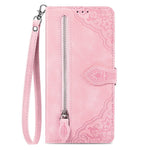 For Oppo Find X9 Ultra 5G Zipper Wallet Case with Strap Flower Imprint PU Leather Phone Cover