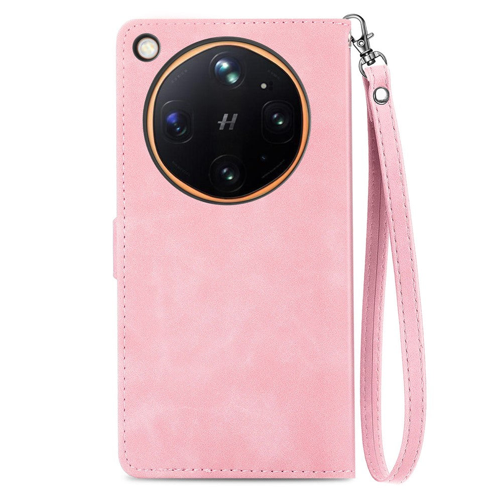 For Oppo Find X9 Ultra 5G Zipper Wallet Case with Strap Flower Imprint PU Leather Phone Cover