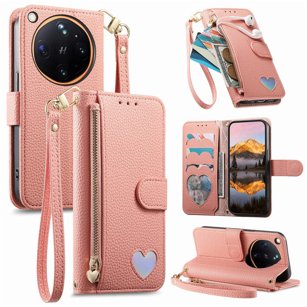 For Oppo Find X9 Ultra 5G Case Zipper Pocket TPU PU Leather Wallet Phone Cover with Strap