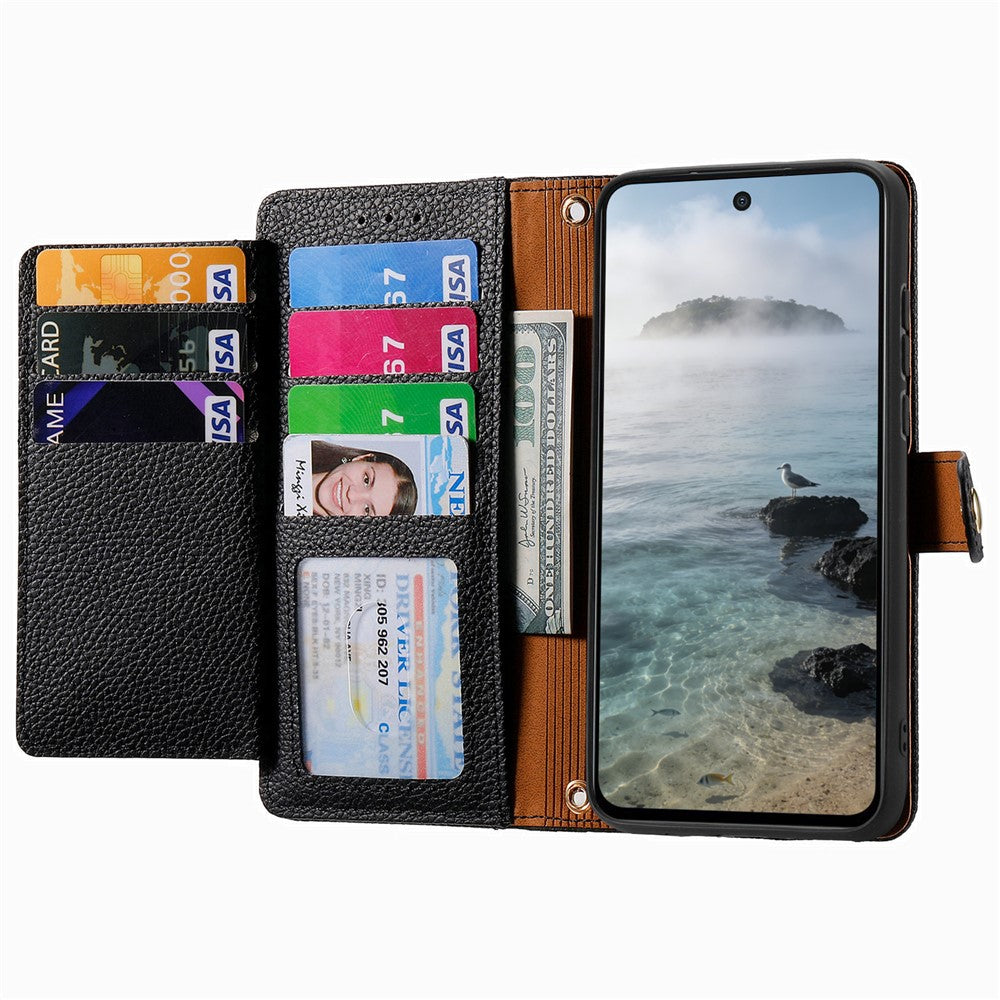 For vivo V70 FE 5G Case RFID Blocking Zipper Pocket Leather Wallet Phone Cover with Strap