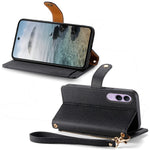 For vivo V70 FE 5G Case RFID Blocking Zipper Pocket Leather Wallet Phone Cover with Strap