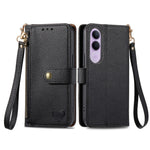 For vivo V70 FE 5G Case RFID Blocking Zipper Pocket Leather Wallet Phone Cover with Strap