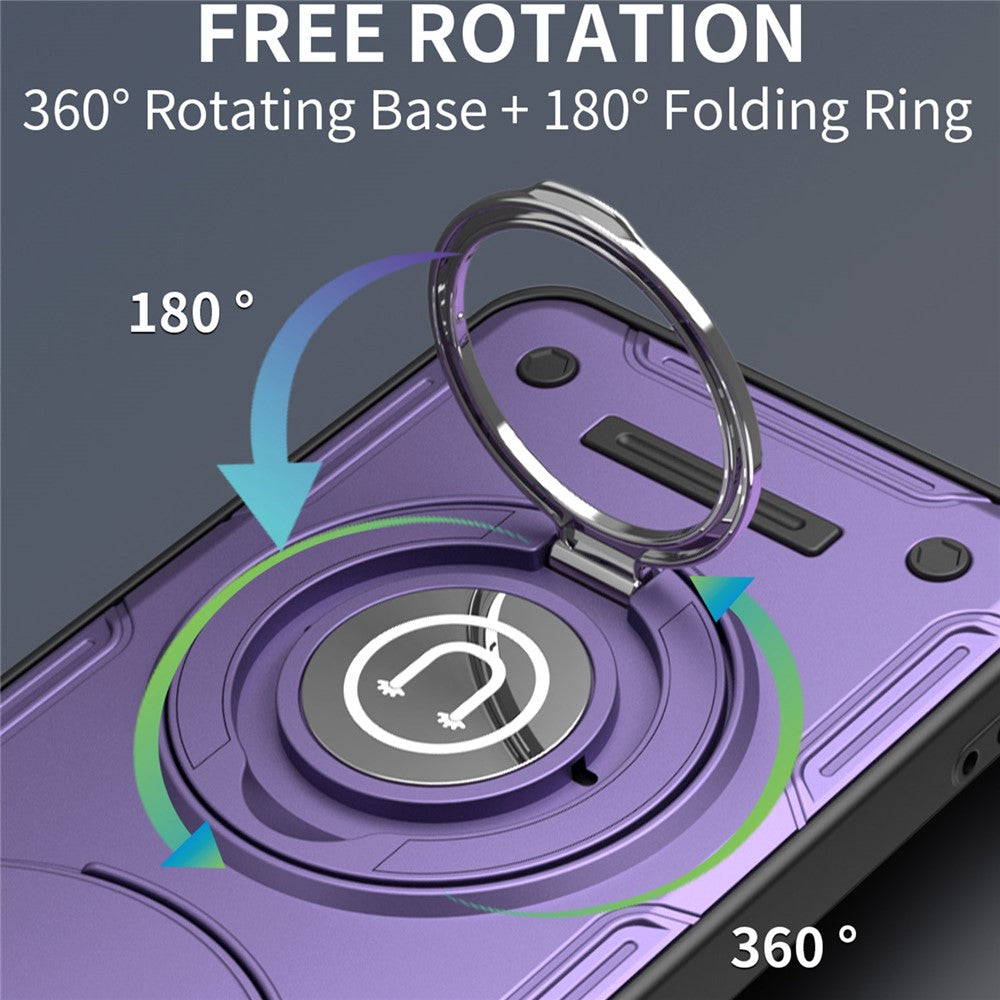 For Xiaomi Redmi Note 14 Pro+ 5G Case with Slide Camera Cover Ring Kickstand PC + TPU Phone Shell