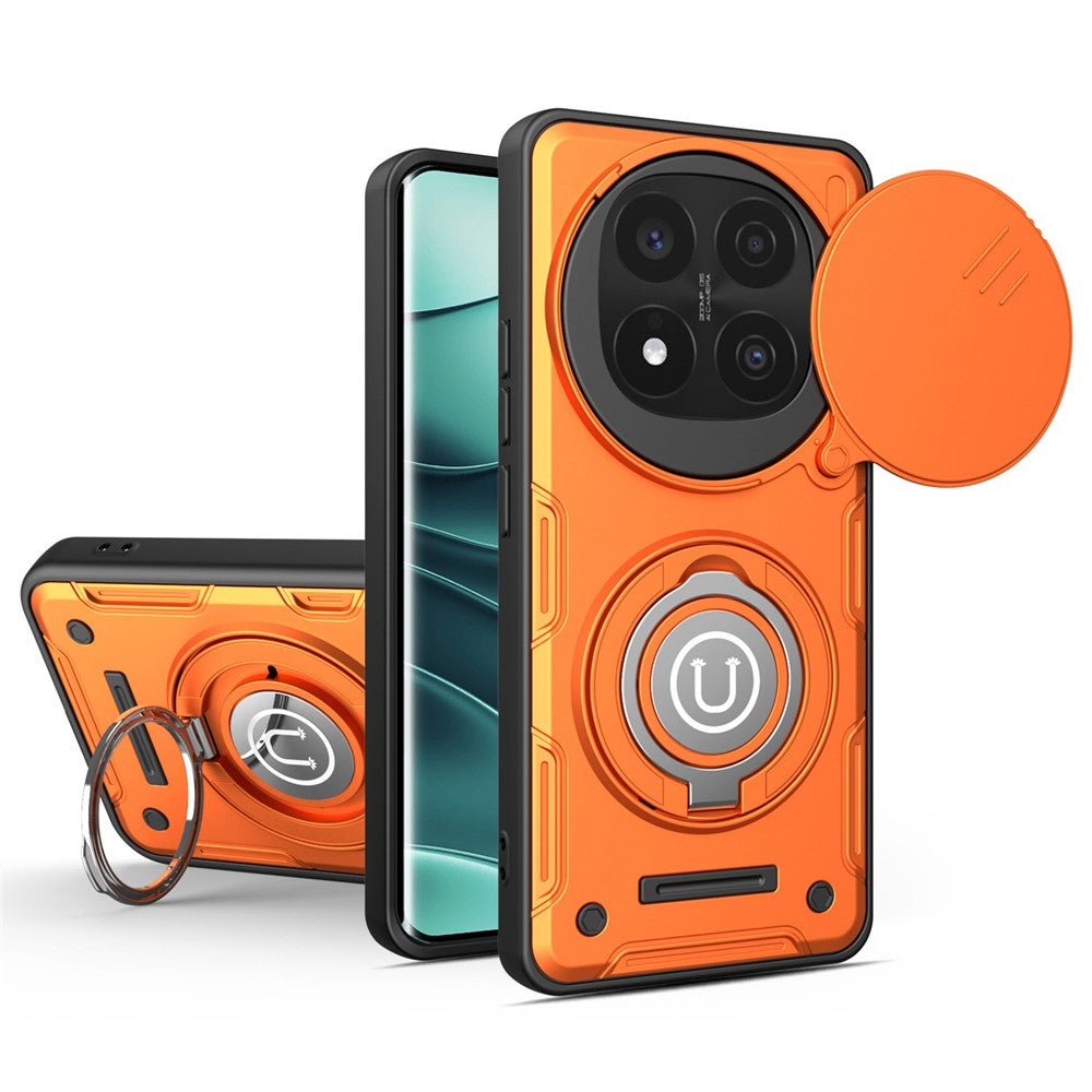 For Xiaomi Redmi Note 14 Pro+ 5G Case with Slide Camera Cover Ring Kickstand PC + TPU Phone Shell
