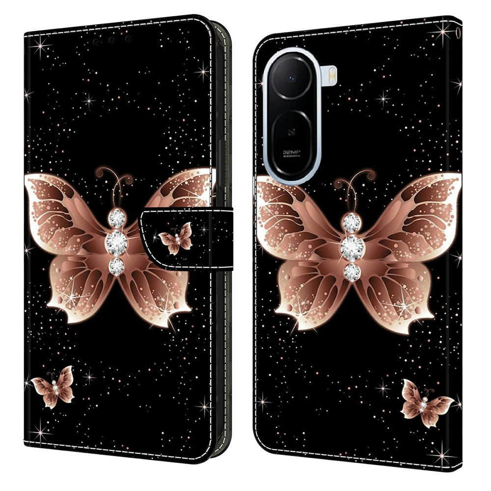 Wallet Case for Xiaomi Redmi A7 Pro 4G (171.56mm) / A7 Pro 5G / Poco C85x 5G 3D Pattern PU Leather Phone Cover with Stand