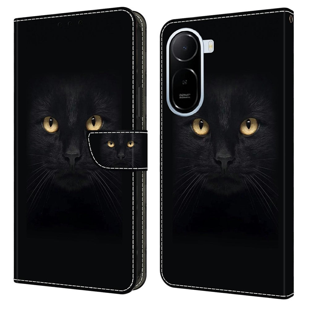 Wallet Case for Xiaomi Redmi A7 Pro 4G (171.56mm) / A7 Pro 5G / Poco C85x 5G Magnetic Clasp 3D Pattern Leather Phone Cover